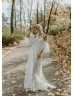 Off Shoulder Ivory Lace Tulle Floral Dreamy Wedding Dress